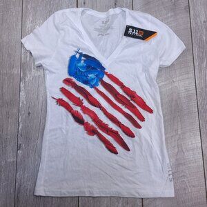 5.11 Tactical Shirt Womens Medium White Feather Flag Graphic Tee Top
